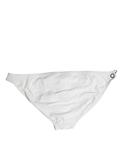 Maillot de bain slip Dolce &amp; Gabbana à logo blanc et ornements métalliques
