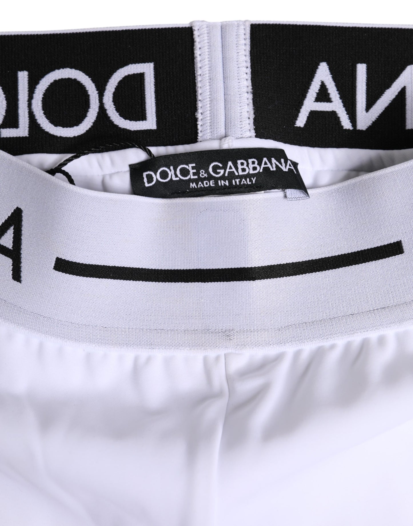 Boxer Dolce &amp; Gabbana en nylon blanc avec ceinture à logo