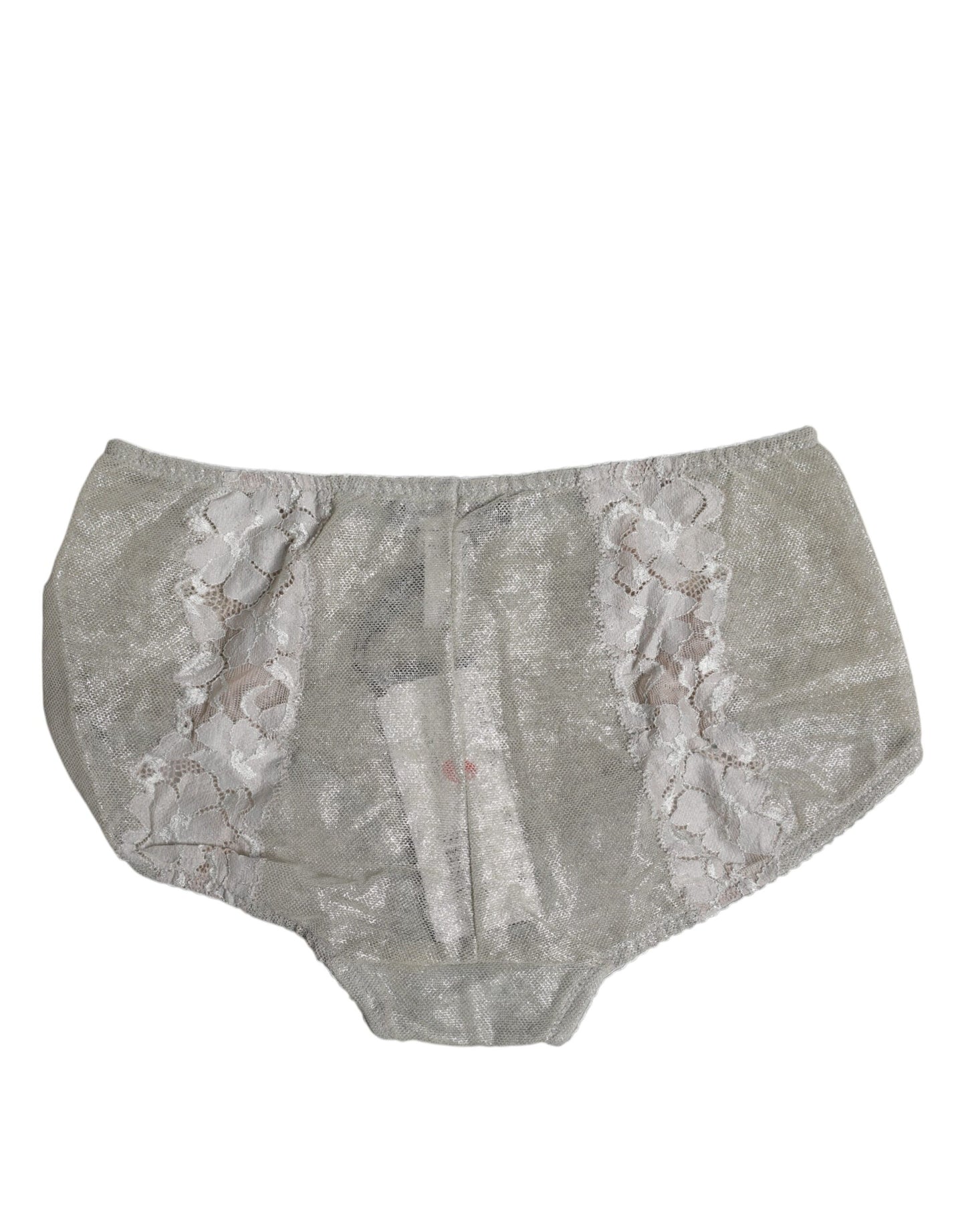 Dolce &amp; Gabbana Gray Cotton Floral Lace High Waist Panty Underwear