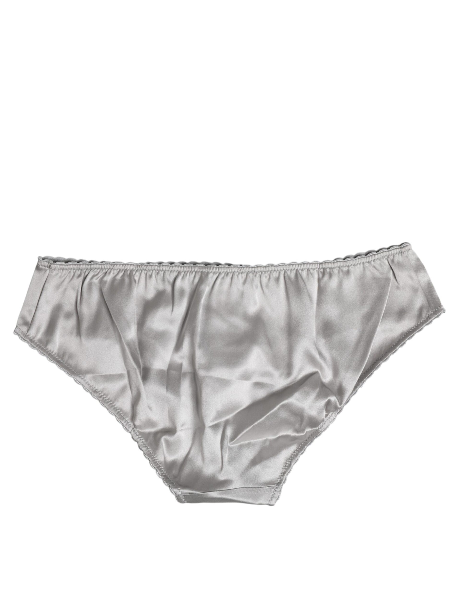 Dolce & Gabbana Gray Silk Stretch Bottom Low Waist Panty Underwear by Dolce & Gabbana