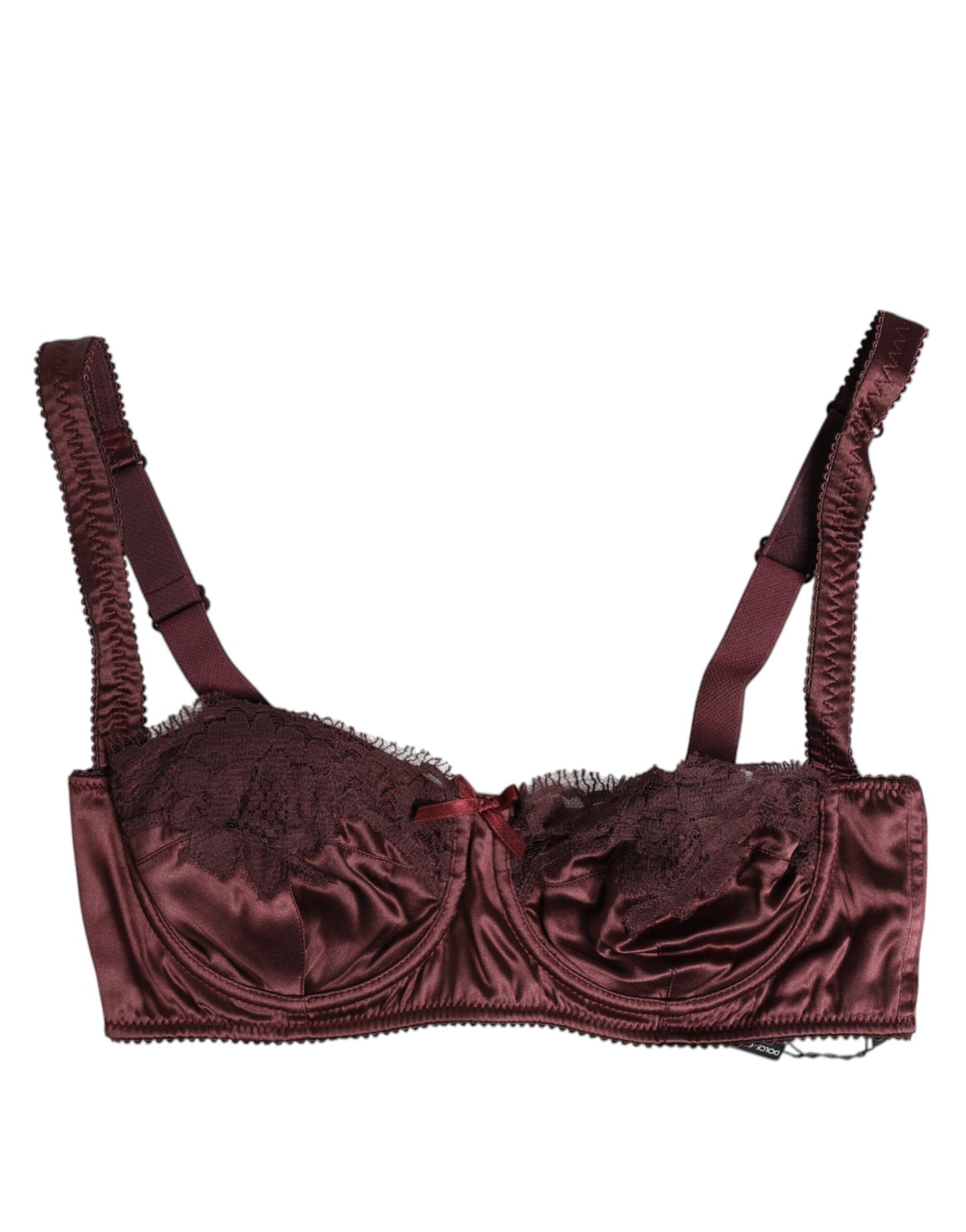 Dolce &amp; Gabbana Burgundy Silk Underwired Balconette Bra Underwear