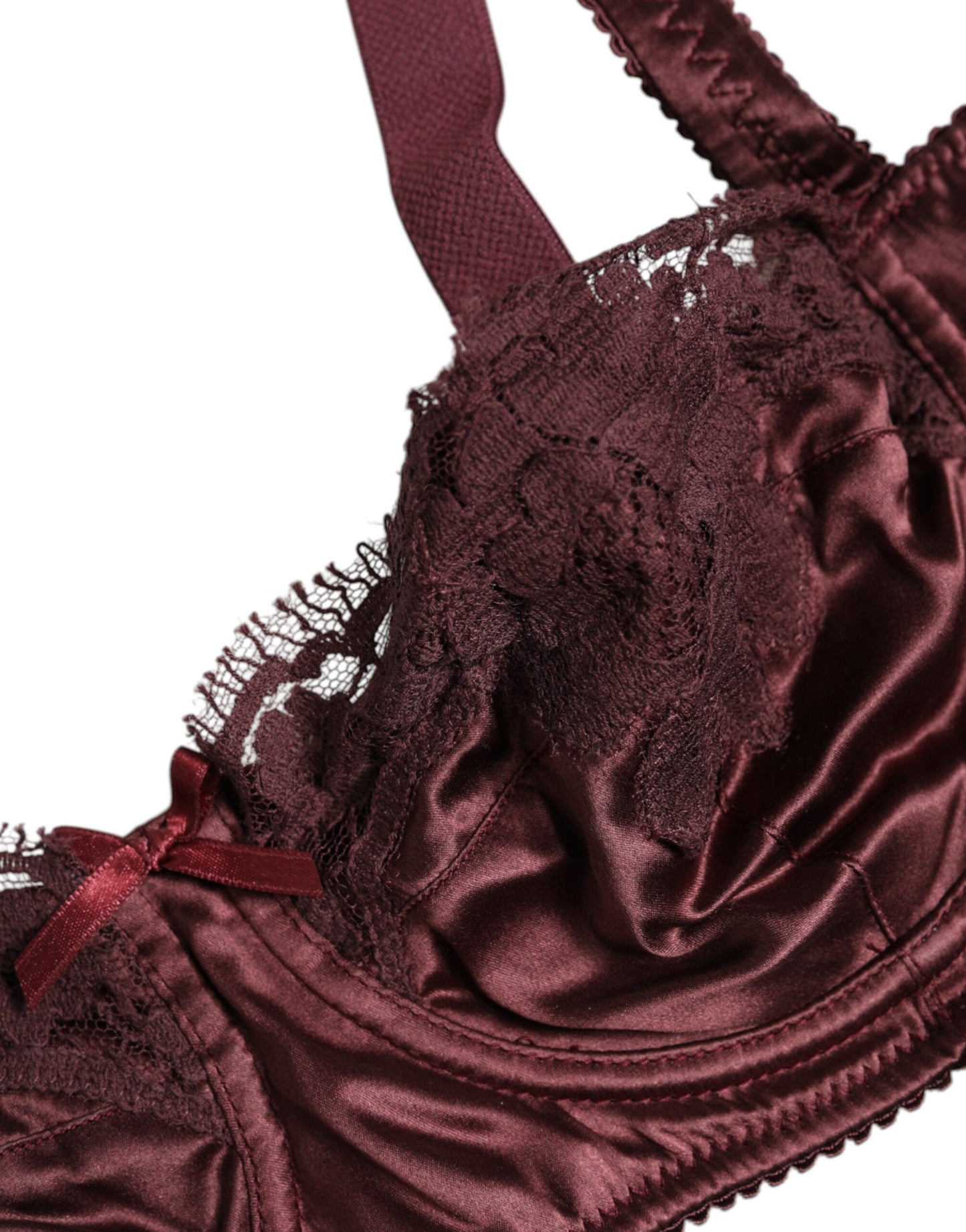 Dolce &amp; Gabbana Burgundy Silk Underwired Balconette Bra Underwear