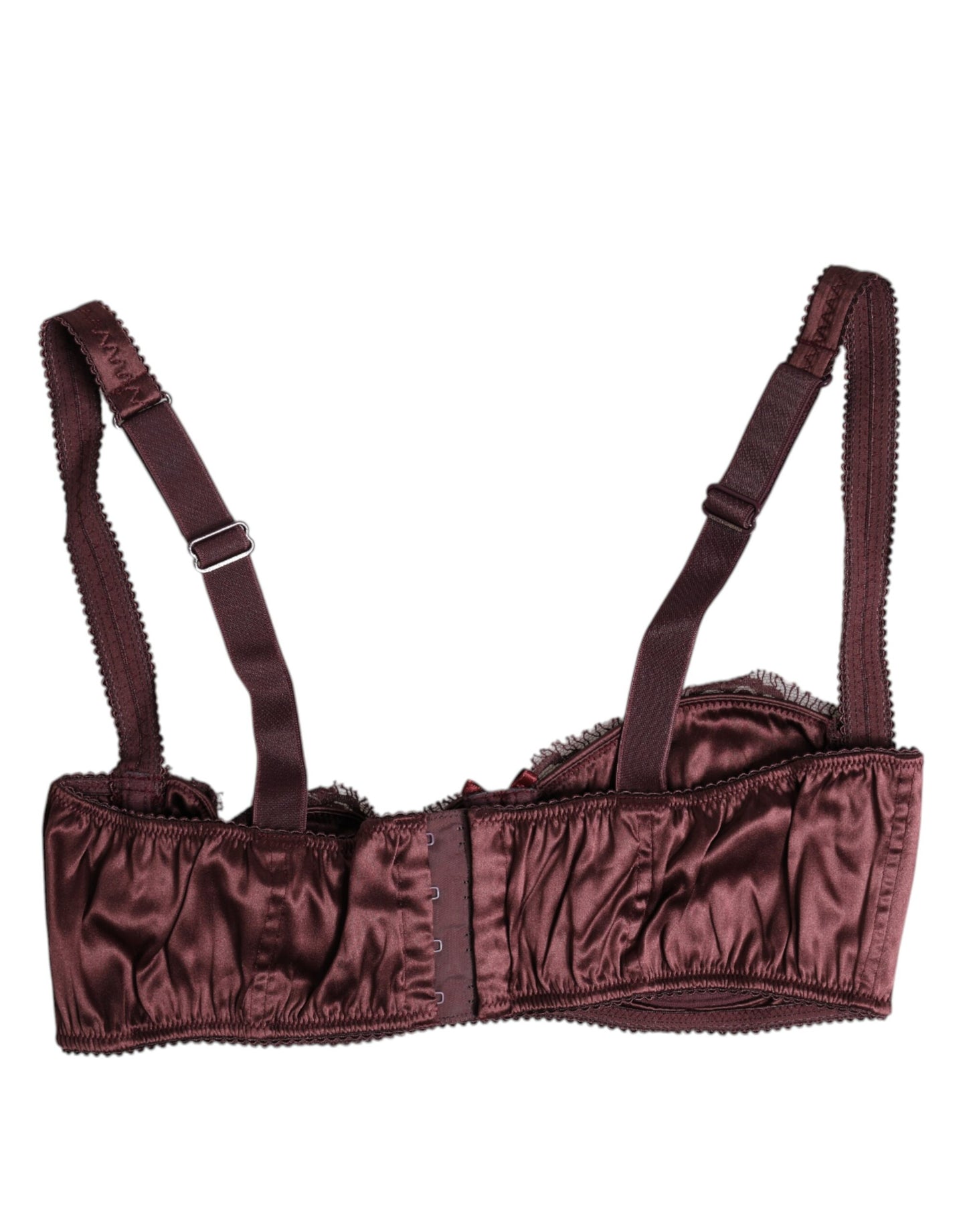 Dolce &amp; Gabbana Burgundy Silk Underwired Balconette Bra Underwear