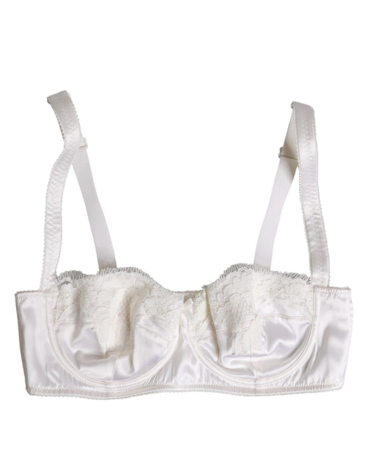 Soutien-gorge balconnet à armatures en soie blanche Dolce &amp; Gabbana