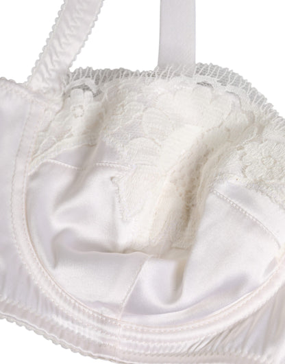 Soutien-gorge balconnet à armatures en soie blanche Dolce &amp; Gabbana