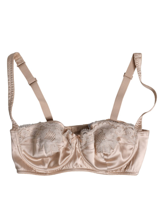 Soutien-gorge balconnet à armatures en soie beige Dolce &amp; Gabbana