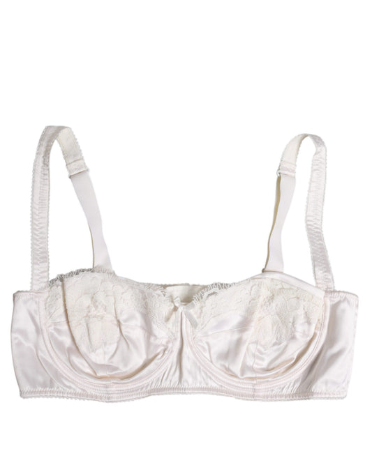 Soutien-gorge balconnet à armatures en soie blanche Dolce &amp; Gabbana
