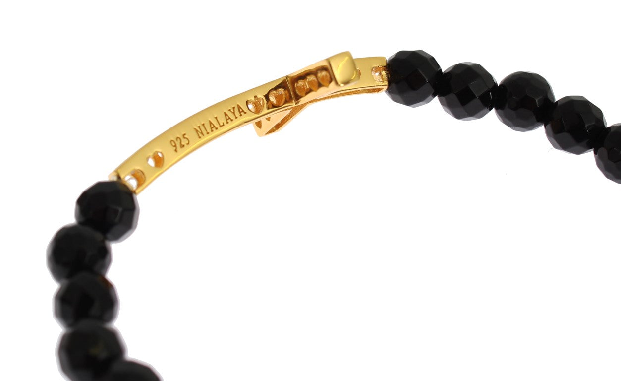 Bracelet Nialaya en argent sterling plaqué or avec croix en diamants CZ