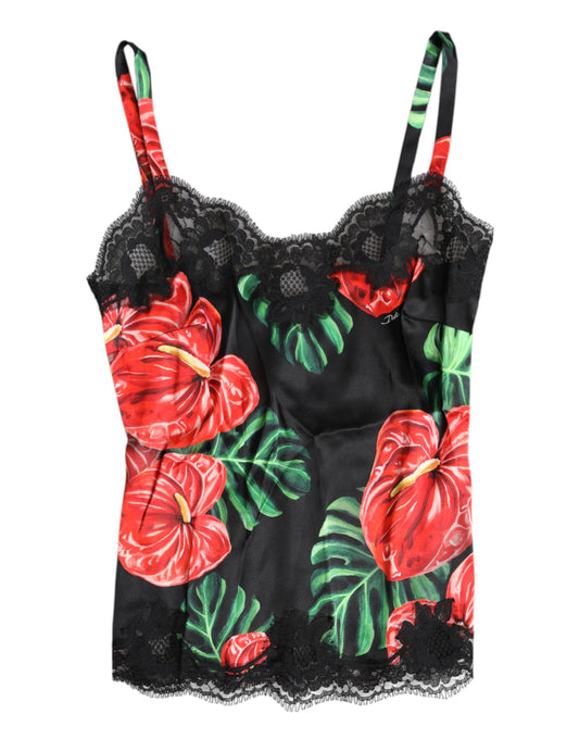 Dolce &amp; Gabbana Débardeur en soie à fleurs multicolores Lingerie Sous-vêtements
