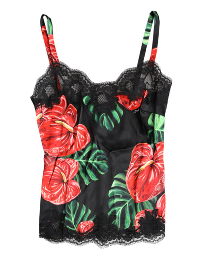 Dolce &amp; Gabbana Débardeur en soie à fleurs multicolores Lingerie Sous-vêtements