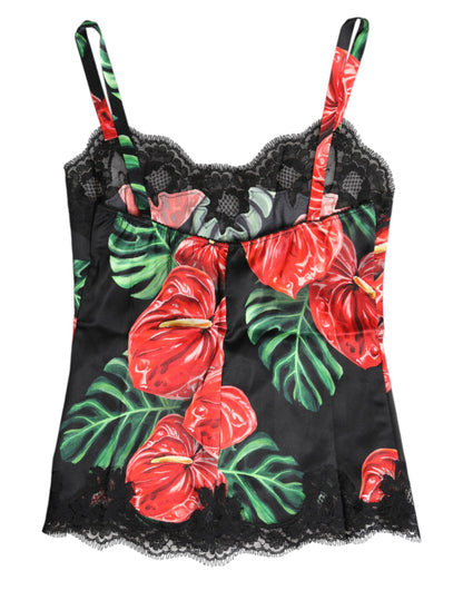 Dolce &amp; Gabbana Débardeur en soie à fleurs multicolores Lingerie Sous-vêtements