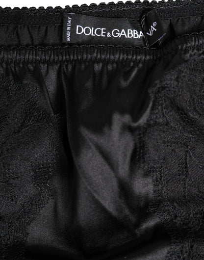 Culotte bikini extensible en dentelle de soie noire Dolce &amp; Gabbana