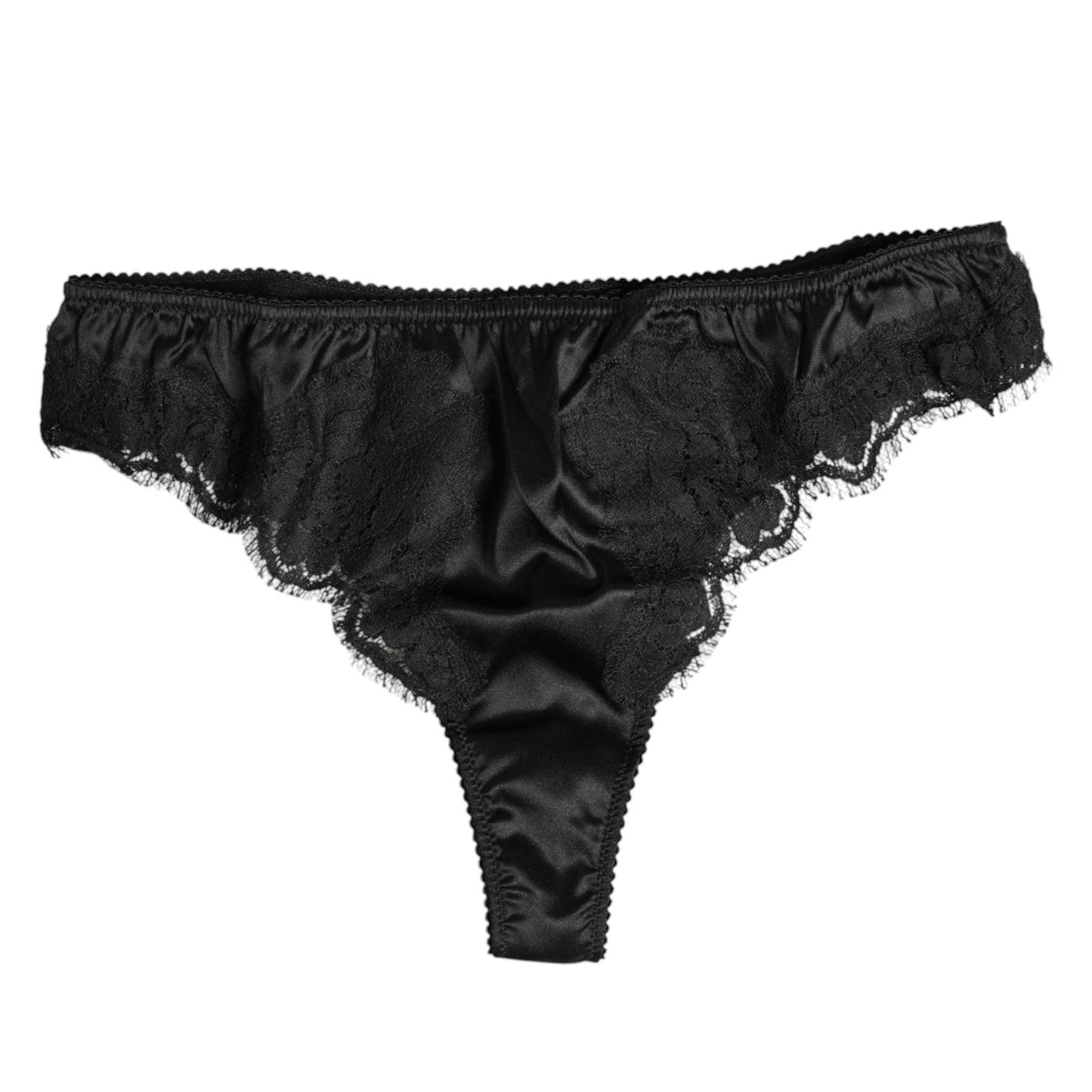 Culotte bikini extensible en dentelle de soie noire Dolce &amp; Gabbana