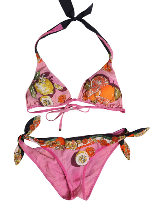 Maillot de bain 2 pièces imprimé rose Dolce &amp; Gabbana