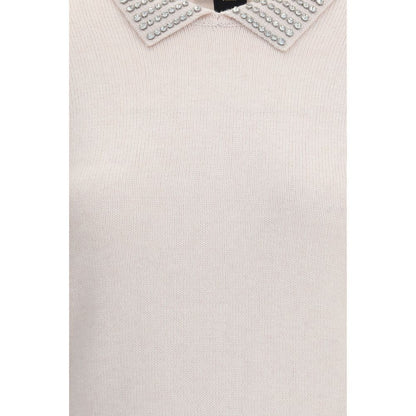 Pull col décoré de strass PINKO