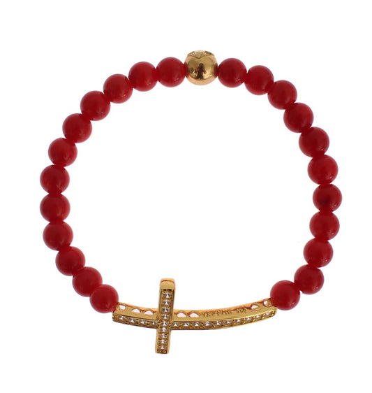 Bracelet élégant Nialaya en perles d'or et de corail rouge