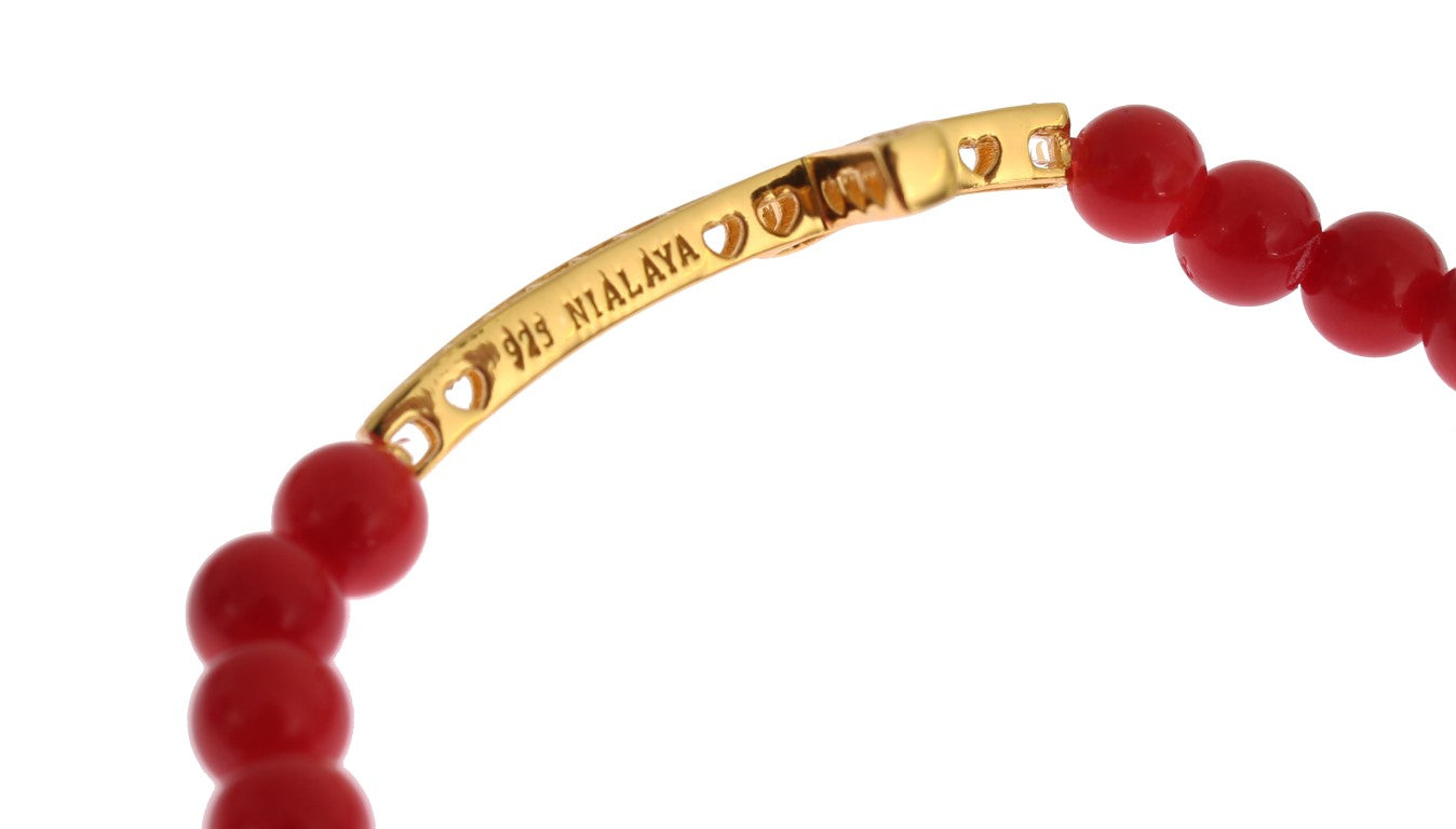 Bracelet élégant Nialaya en perles d'or et de corail rouge