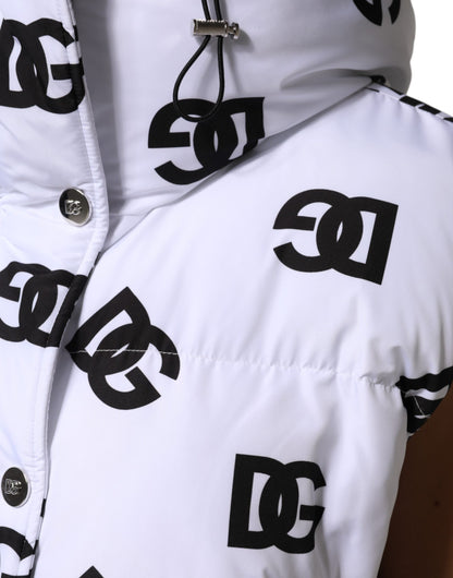 Dolce &amp; Gabbana White Black DG Mania Polyester Puffer Jacket