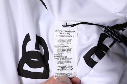 Dolce &amp; Gabbana White Black DG Mania Polyester Puffer Jacket
