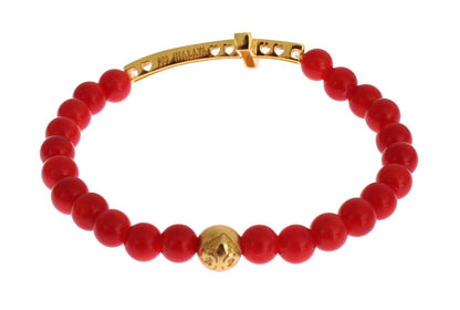 Bracelet élégant Nialaya en perles d'or et de corail rouge
