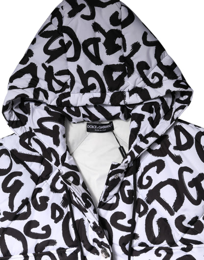 Dolce &amp; Gabbana White DG Mania Hooded Sleeveless Puffer Jacket