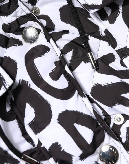 Dolce &amp; Gabbana White DG Mania Hooded Sleeveless Puffer Jacket