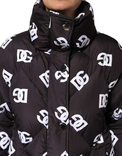 Dolce &amp; Gabbana Black DG Mania Puffer Quilted Long Coat Jacket