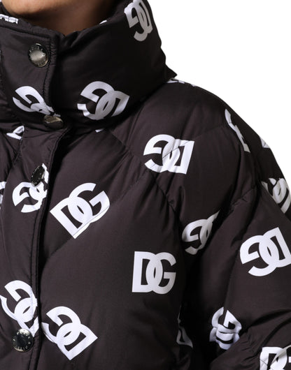 Dolce &amp; Gabbana Black DG Mania Puffer Quilted Long Coat Jacket