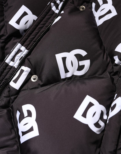Dolce &amp; Gabbana Black DG Mania Puffer Quilted Long Coat Jacket