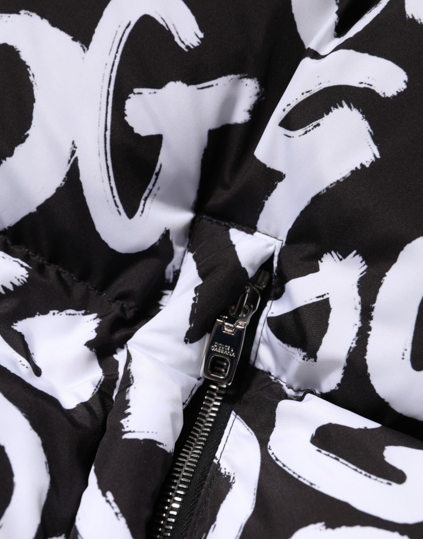 Dolce &amp; Gabbana Black White DG Mania Hooded Long Coat Jacket