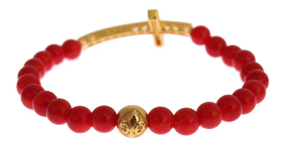 Bracelet élégant Nialaya en perles d'or et de corail rouge