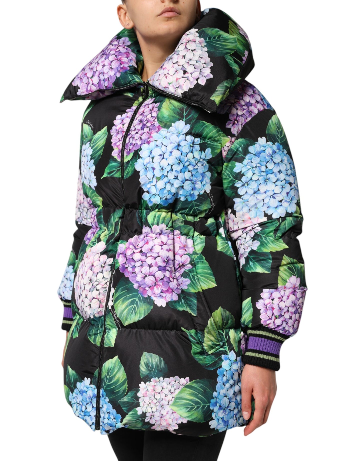 Dolce & Gabbana Multicolor Floral Print Puffer Quilted Jacket by Dolce & Gabbana