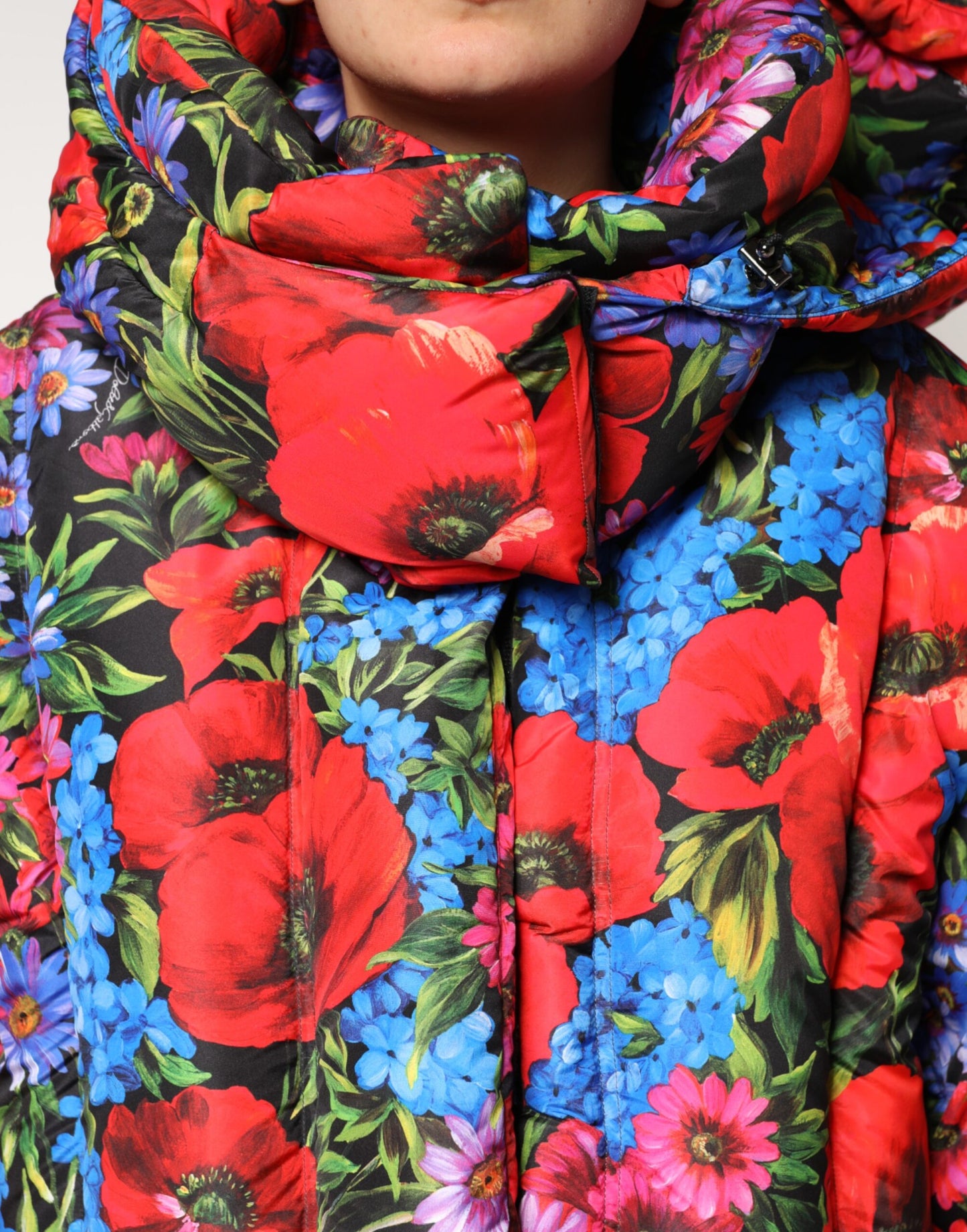 Dolce & Gabbana Multicolor Floral Hooded Puffer Coat Jacket by Dolce & Gabbana