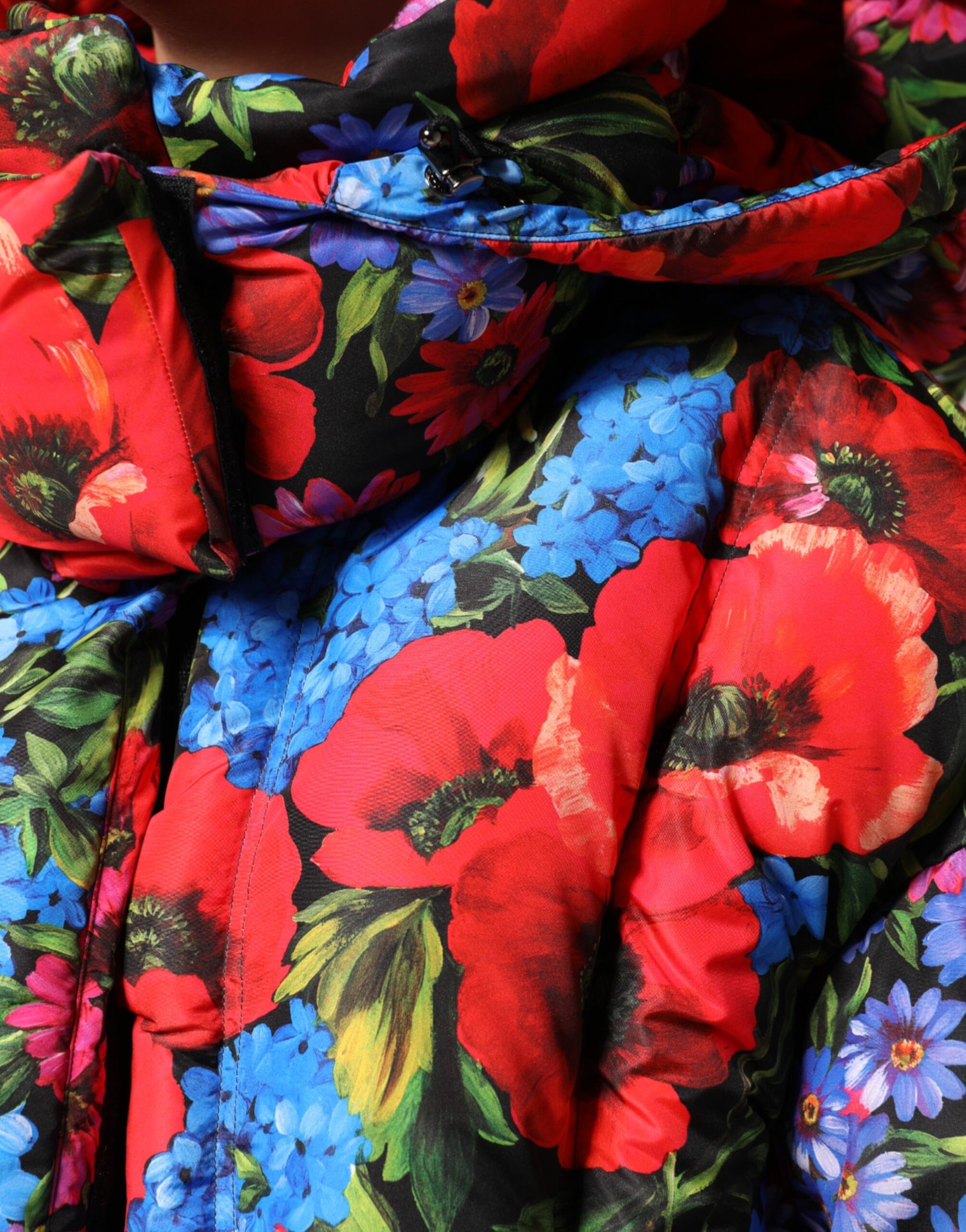Dolce & Gabbana Multicolor Floral Hooded Puffer Coat Jacket by Dolce & Gabbana