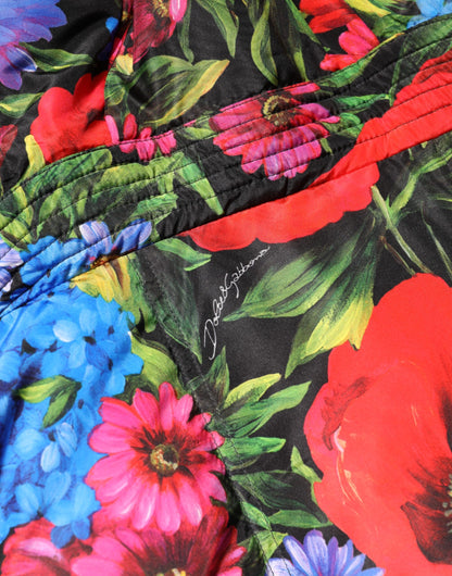 Dolce & Gabbana Multicolor Floral Hooded Puffer Coat Jacket by Dolce & Gabbana
