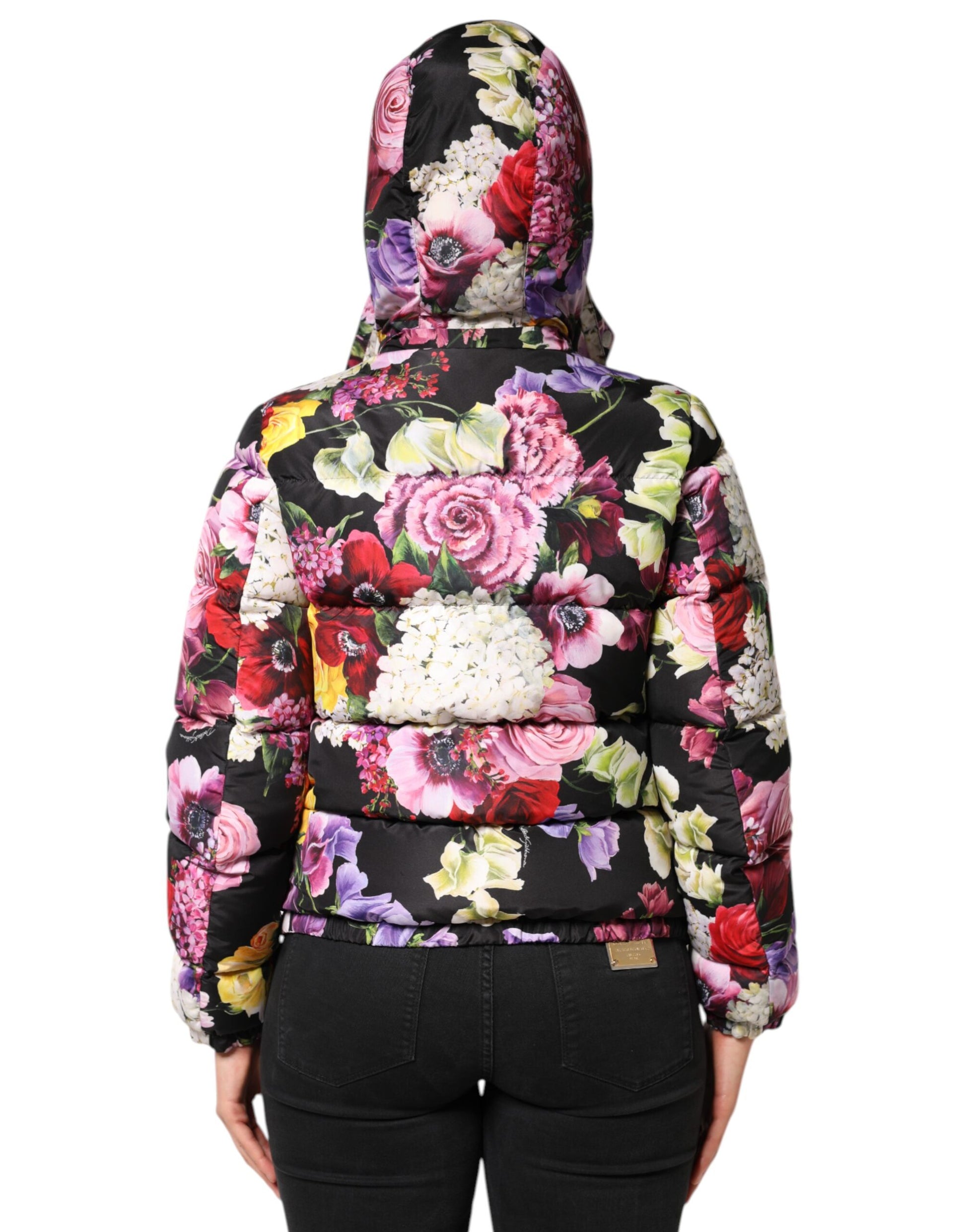 Dolce & Gabbana Multicolor Floral Hooded Puffer Quilted Jacket by Dolce & Gabbana
