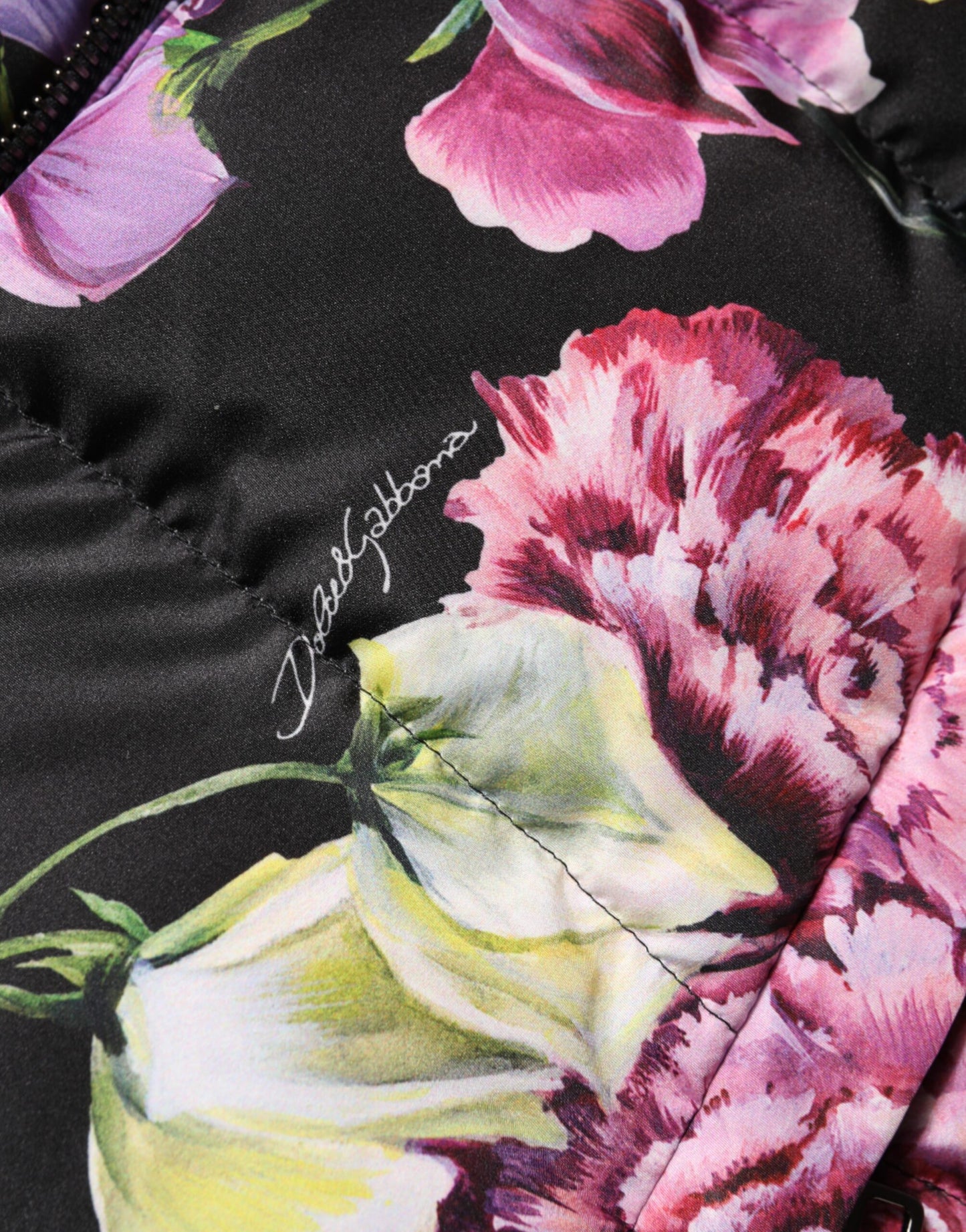 Dolce & Gabbana Multicolor Floral Hooded Puffer Quilted Jacket by Dolce & Gabbana