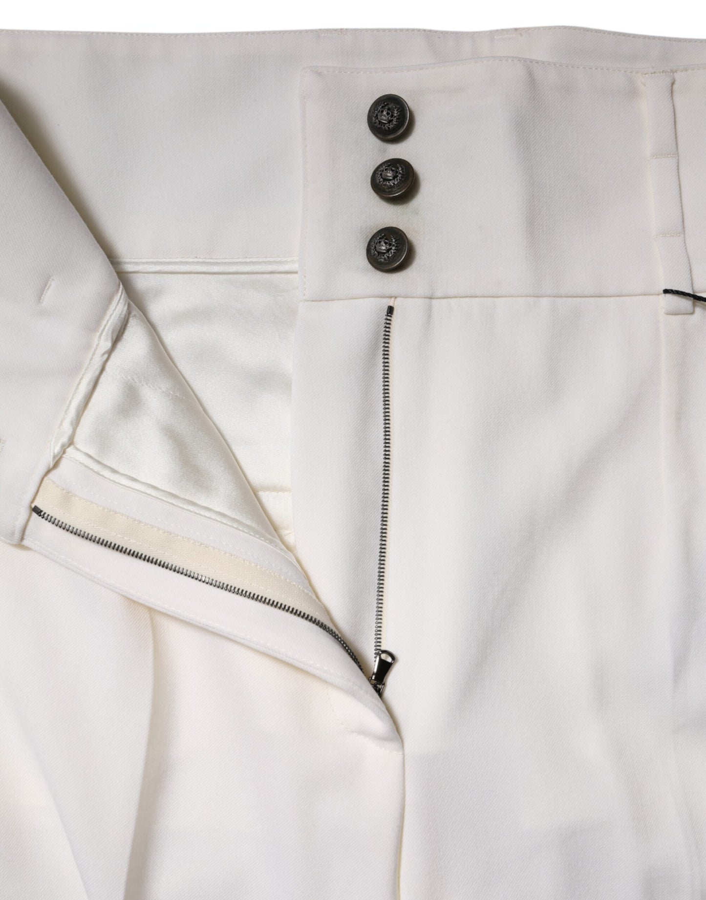 Dolce & Gabbana White Wool High Waist Tapered Pants by Dolce & Gabbana