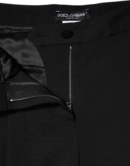 Dolce & Gabbana Black Wool High Waist Wide Leg Pants by Dolce & Gabbana