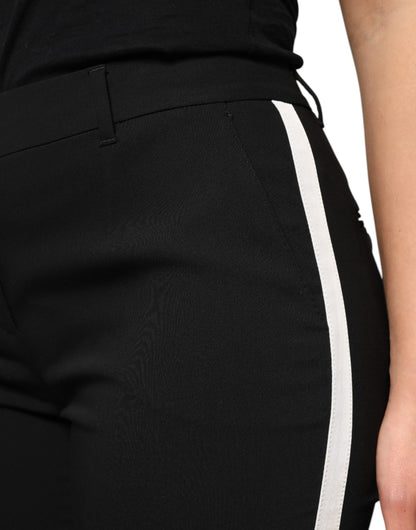 Dolce & Gabbana Black Wool High Waist Tapered Pants by Dolce & Gabbana
