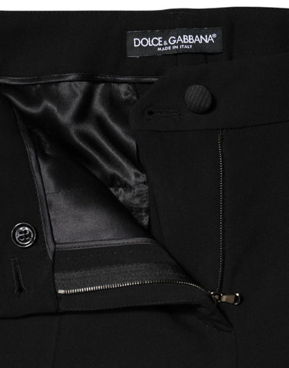Dolce & Gabbana Black Wool High Waist Tapered Pants by Dolce & Gabbana