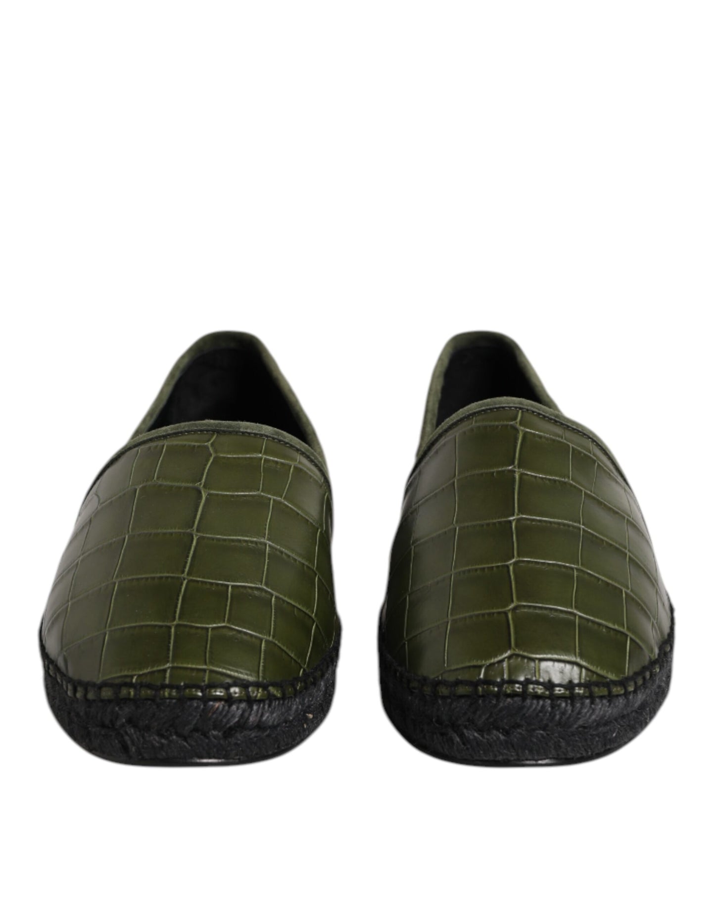 Dolce &amp; Gabbana Green Exotic Leather Espadrilles Slip On Shoes