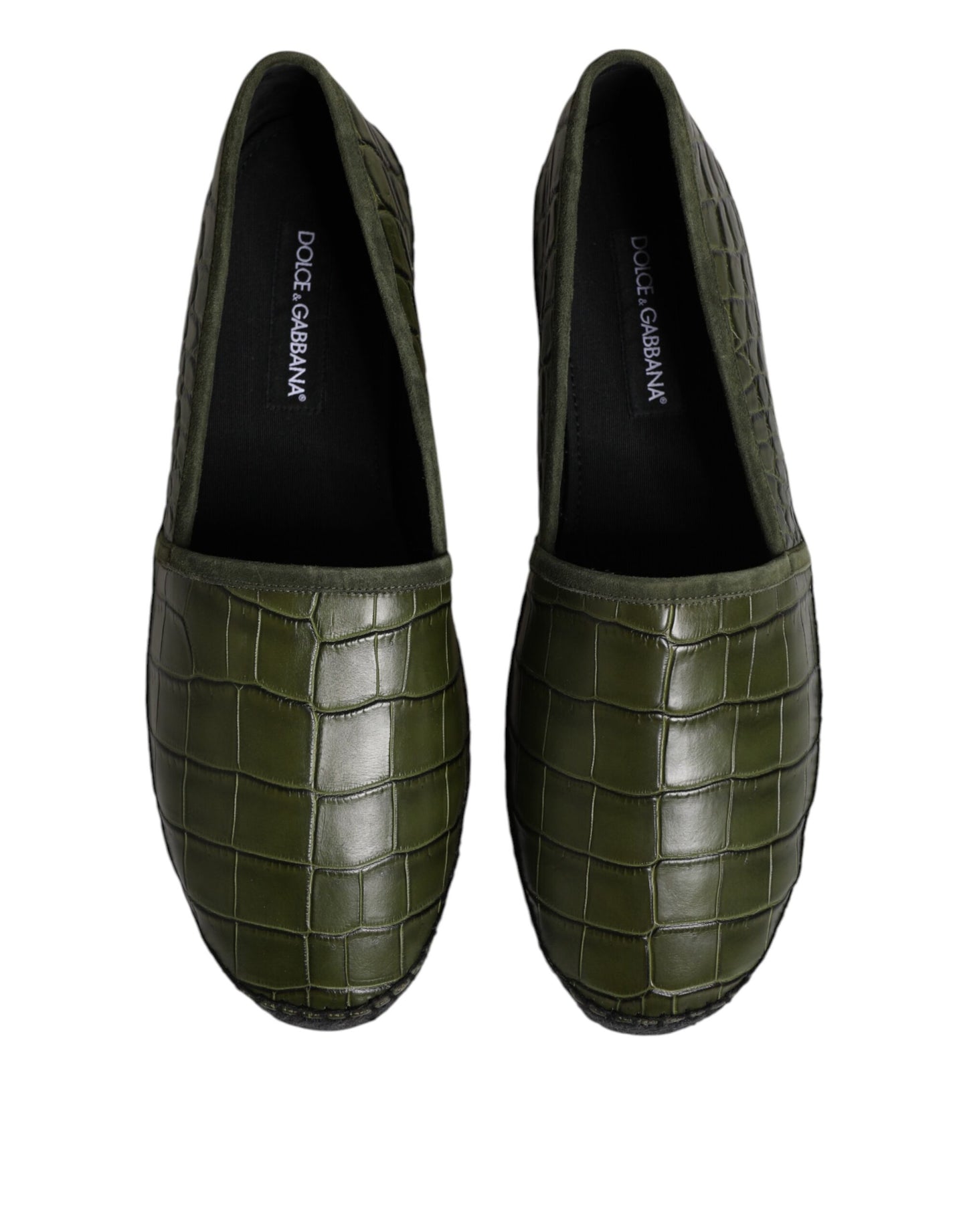 Dolce &amp; Gabbana Green Exotic Leather Espadrilles Slip On Shoes