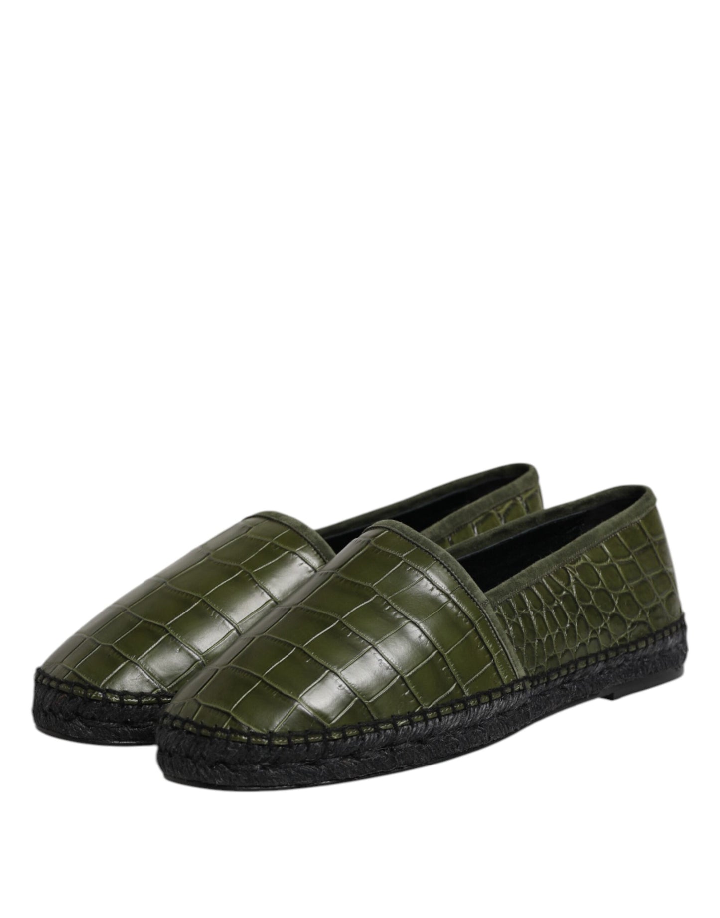Dolce &amp; Gabbana Green Exotic Leather Espadrilles Slip On Shoes