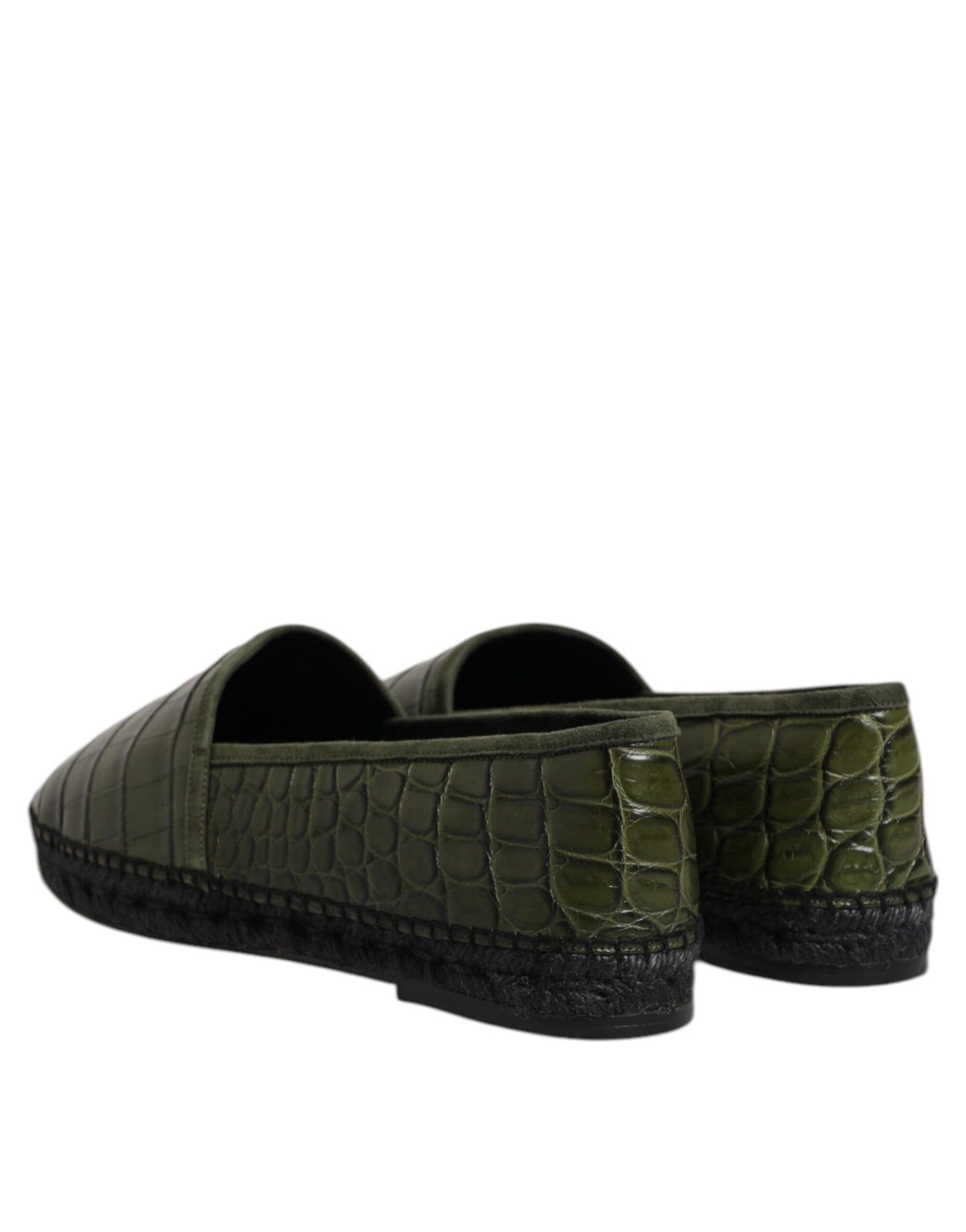 Dolce &amp; Gabbana Green Exotic Leather Espadrilles Slip On Shoes