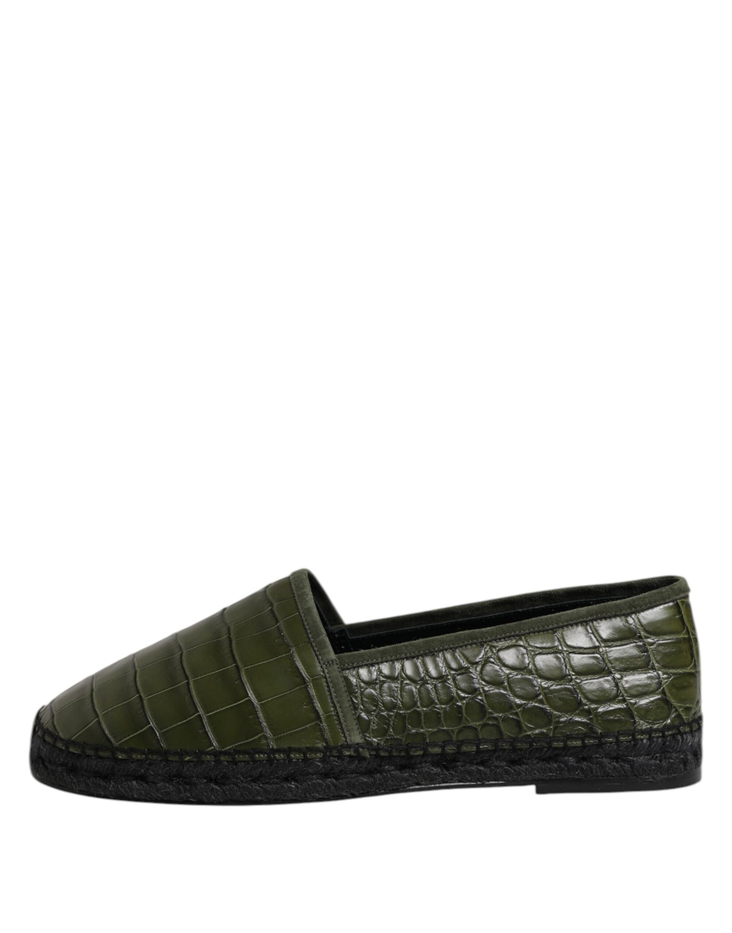 Dolce &amp; Gabbana Green Exotic Leather Espadrilles Slip On Shoes