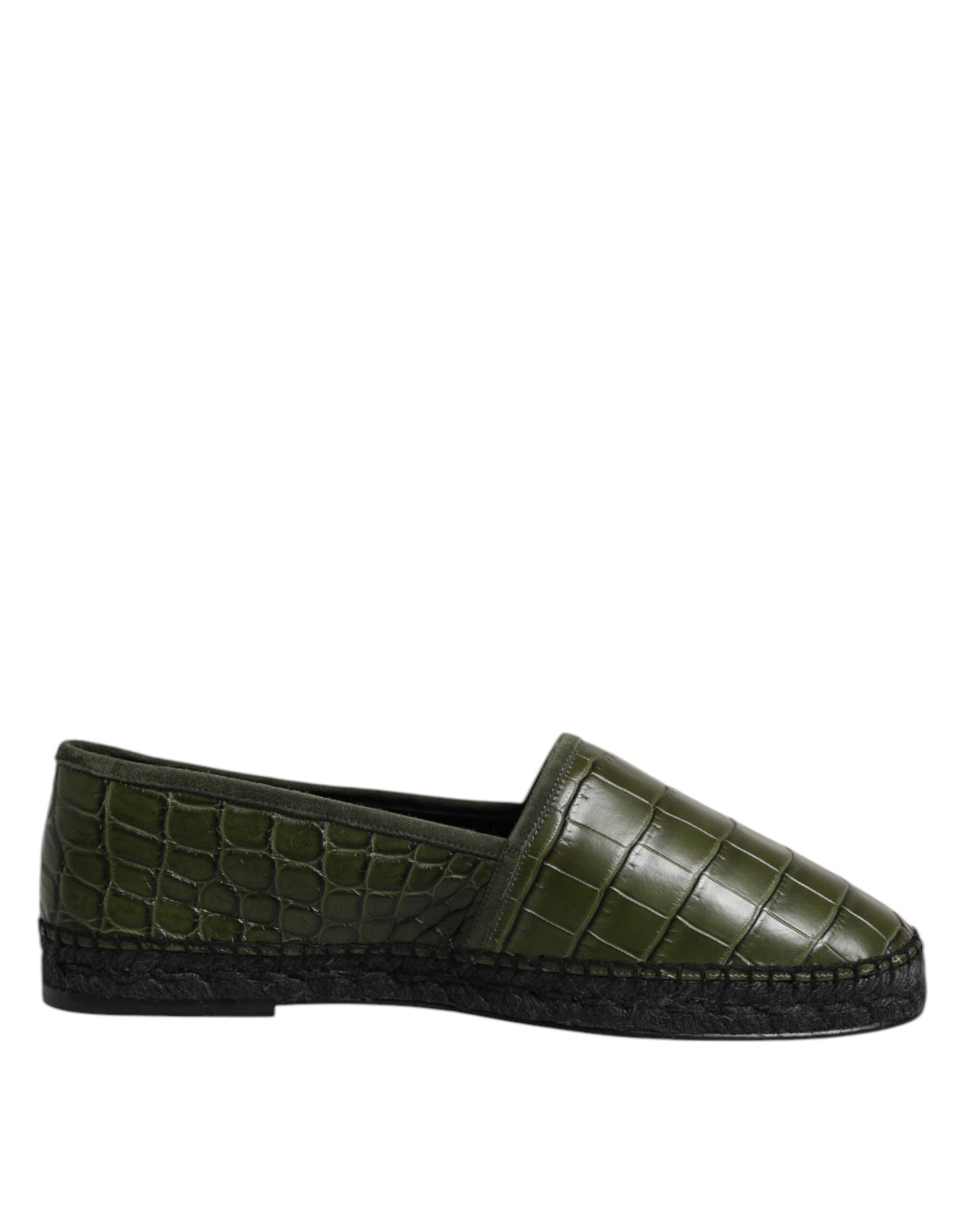 Dolce &amp; Gabbana Green Exotic Leather Espadrilles Slip On Shoes