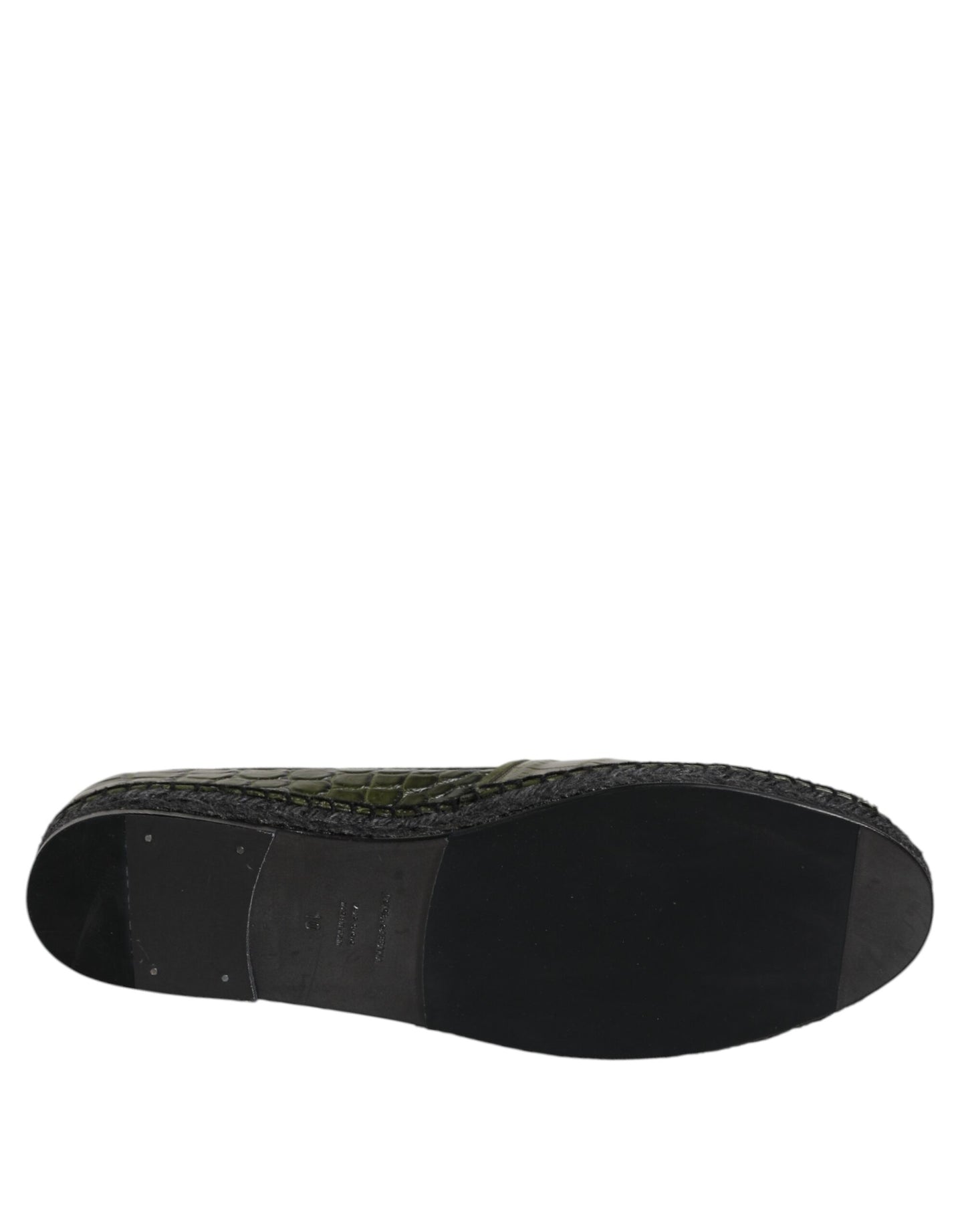 Dolce &amp; Gabbana Green Exotic Leather Espadrilles Slip On Shoes