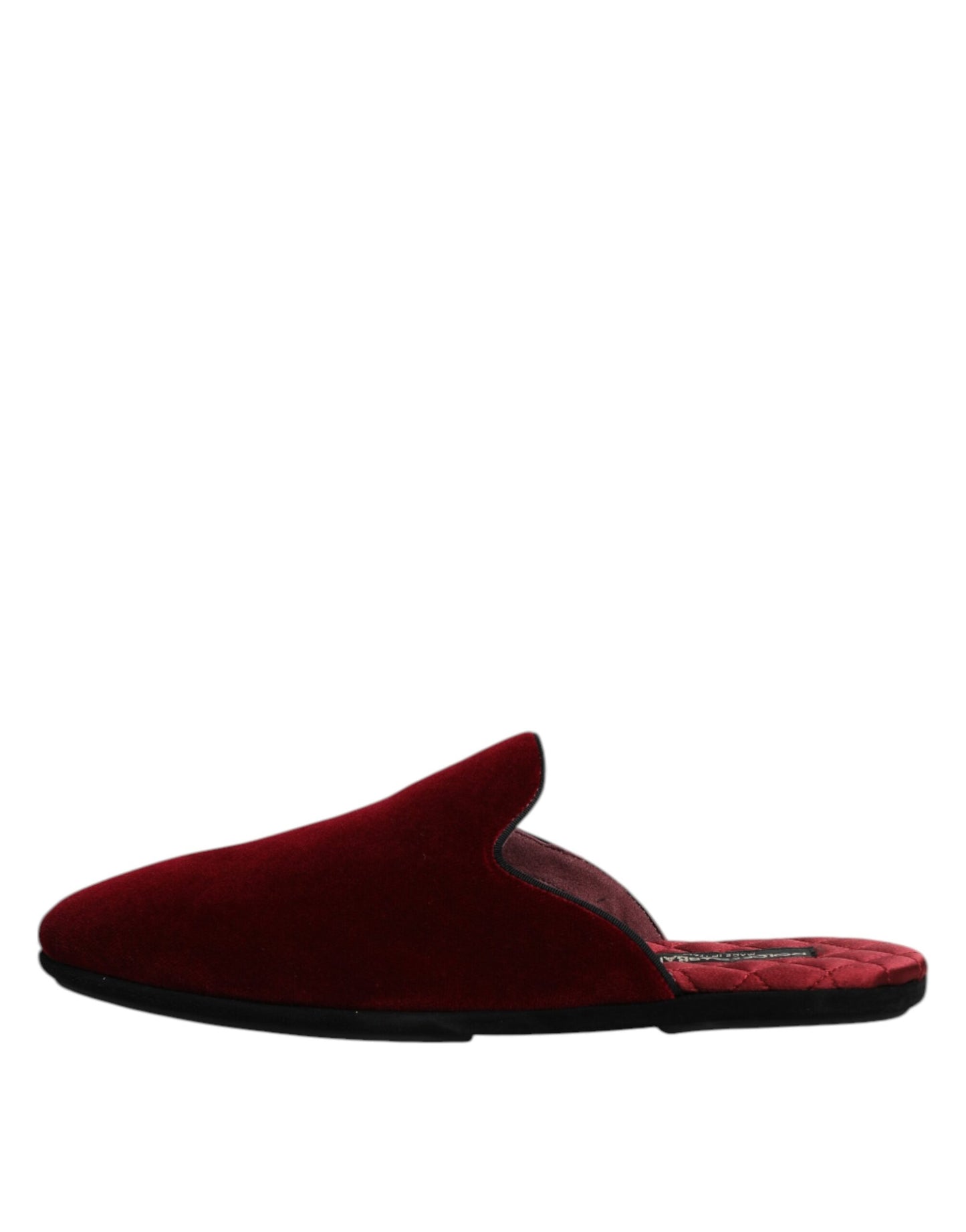 Dolce &amp; Gabbana Red Viscose Velvet Slides Flat Slipper Shoes