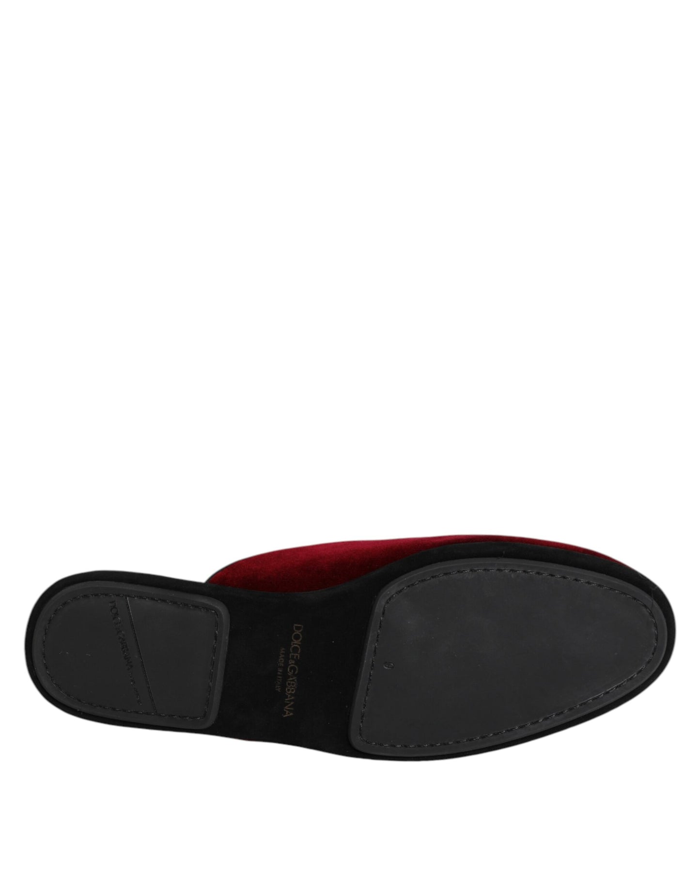 Dolce &amp; Gabbana Red Viscose Velvet Slides Flat Slipper Shoes